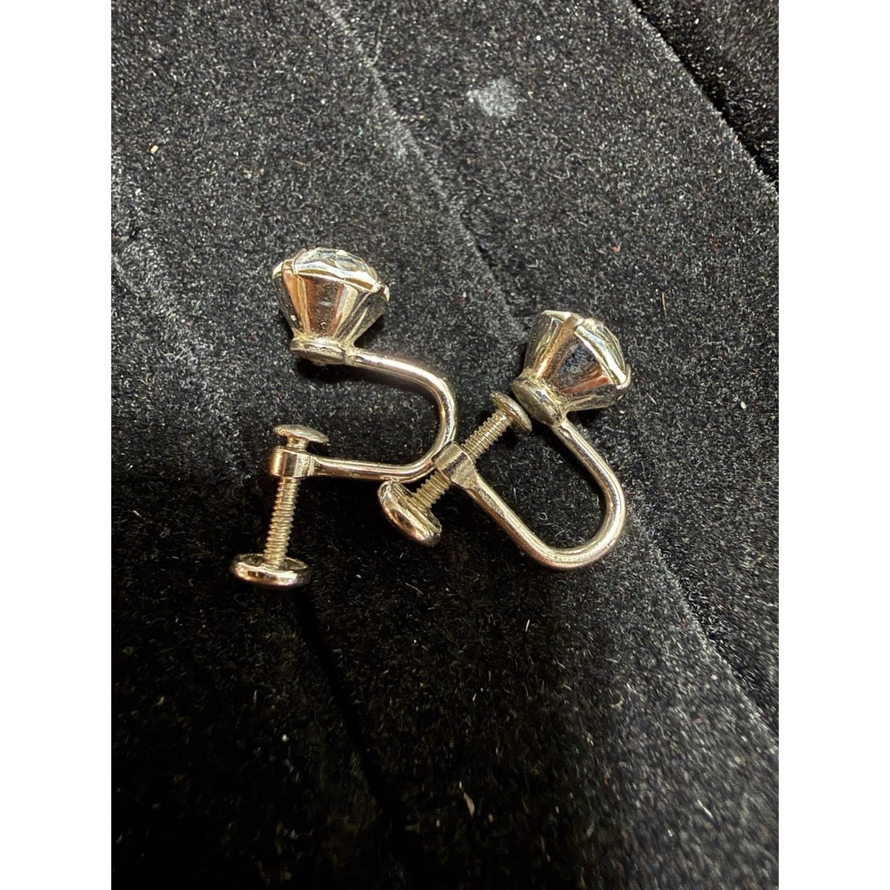 Vintage Silver Tone DENBE Designer screw back EARRINGS